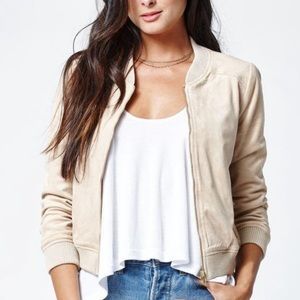 LA HEARTS Tan Faux Suede Bomber Jacket (Size M)